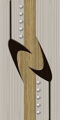 a wood grain background with metal rivets and screwdrivers on the side