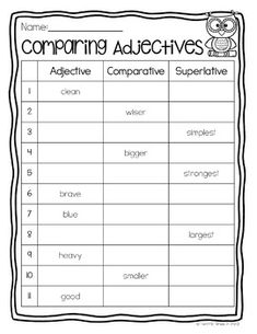 comparing adverities worksheet for students to use in their writing and reading skills