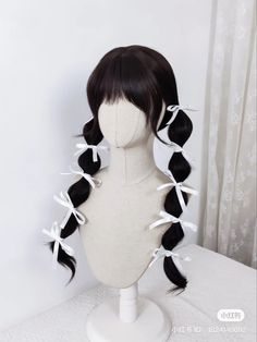 Harajuku Hair, Hair Stages, High Fashion Hair, Hair Acessories, Long Hair Tutorial, Pigtail Braids, Hair Tips Video, Ribbon Hairstyle