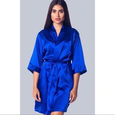 Nwt Polyester Robes Needs Steaming. Bundle For Discounts Blue Bridal Robe, Bridesmaid Robes Blue, Royal Blue Bridesmaids, Pretty Robes, Beachy Girl, Bridesmaid Favors, Royal Blue Wedding, Satin Kimono, Wedding Robe