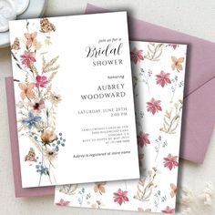 Boho Wildflower Bridal Shower Editable Template Light Terracotta, Boho Wildflower, Pretty Watercolor, Wedding Showers, Bridal Shower Invitation