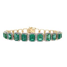 15.40 Cts Emerald Diamond Statement Designer Bracelet 18k Gold Jewelry / Bridal Emerald Jewelry / Jewelry For Women Natural Gemstone  STONE DETAILS : ❋ Stone : Emerald ❋ Stone Size : Mix Size ❋ Stone Shape : Emerald Cut ❋ Stone Weight : 15.40 Cts. Approx. ❋ Stone Type : Natural ❋ Diamond Weight : 1.30 Cts. Approx. ❋ Diamond Shape : Round Cut ❋ Diamond Color & Quality : HI-Slightly Included ❋ Diamond Type : Natural METAL DETAILS : ❋ Metal Purity : Solid 18K Gold  ❋ Metal Color : Yellow Gold ❋ Bracelet Length : 6.75 Inches Approx. ❋ Gross Weight : 17.780 Gms. Approx. ❋ Gold Net Weight : 14.440 Gms. Approx. ❋ Making : Handmade ❋ Style Code : BR-0187 ------------------------------------- Note: For more products visit my shop through by below link: ❋ Social Media Links ➡️ Instagram :  @zorayaje Formal Gemstone Bracelet With Baguette Cut, Baguette Cut Gemstone Bracelet For Formal Occasions, Formal Baguette Cut Gemstone Bracelet, Fine Jewelry Bracelets With Jewels For Formal Occasions, Formal Diamond Gemstone Bracelets, Formal Gemstone Bangle Tennis Bracelet, Gemstone Bangle Tennis Bracelet For Formal Occasions, Formal Gemstone Tennis Bracelet, Formal Green Bracelets With Diamond Accents