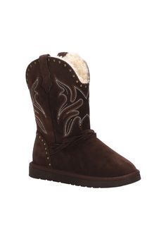 Time to saddle up this season with the all new Wrangler. Country vibes meet winter. Made with premium suede and faux fur, these boots were made for walking.Premium suede or suede and PU upper UpperPremium faux fur lining and footbed LiningMax comfort Cirrus Footbed System™ memory foam footbed. Never Wet® water and stain resistant technology Outsole1" Footbed10.25" Heel heightBootie available in sizes Sizes 5-11 | Women's Wrangler Bootie by LAMO in Chocolate (Size 6 M) Lamo Boots, Country Vibes, Swimsuits For All, Bootie, Saddle, Bootie Boots, Memory Foam, Faux Fur, Heel Height