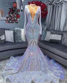 Sequin Prom Dresses Mermaid, فستان زهري, Floral Dress Formal, Sequin Prom Dress, Prom Dresses For Sale, Dress Sleeve Styles, Long Sleeve Sequin