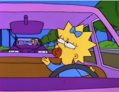 the simpsons is driving his car in the simpsons cartoon