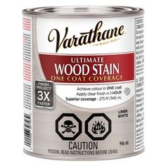 a can of wood stain that is brown and white with the words varathane on it