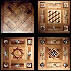 four different types of wood tile on display