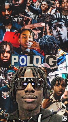 a collage of young men with sunglasses on and the words polo g above them