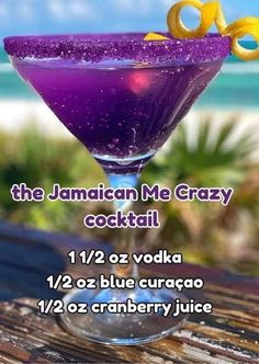 the jamaican me crazy cocktail is on display