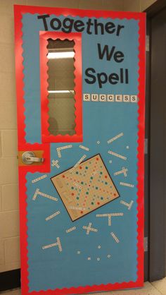 a door decorated to say together we spell