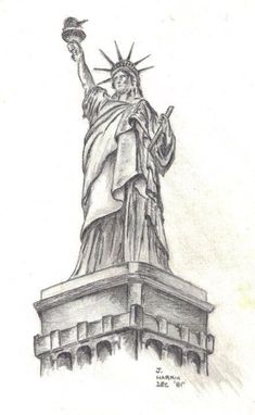 a drawing of the statue of liberty