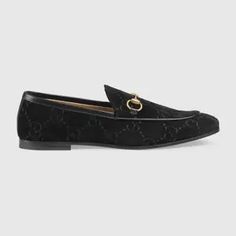 Gucci Jordaan Gg Velvet Loafers - Black | Editorialist Luxury Gucci Dress Shoes For Galas, Gucci Suede Loafers With Leather Sole, Gucci Suede Formal Loafers, Gucci Suede Loafers For Formal Occasions, Gucci Designer Dress Shoes For Galas, Designer Gucci Dress Shoes For Galas, Elegant Black Gucci Dress Shoes, Gucci Jordaan, Black Shoes Men