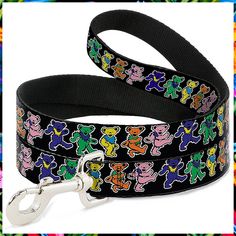 Buckle-Down Pet Leash - Dancing Bears Black/Multi Color - 4 Feet Long - 1/2" Wide Grateful Dead Dancing Bears, Dancing Bears, Bear Dog, Bear Pictures, Grateful Dead, Pet Collars