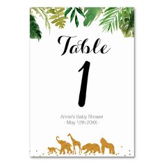 an animal themed table number card