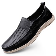 Occasion : Casual Upper-Genuine Leather Type : Cow Leather Fashion Element : Sewing Fit : Fits true to size, take your normal size Pattern Type : Solid Season : Summer Model Number : C3631107 Closure Type : SLIP-ON Feature : Breathable,Massage Shoes Type : Loafers Lining Material : NONE Insole Material : PU Outsole Material : Rubber Upper Material : GENUINE LEATHER Brand Name : MetrobertaItem Type : Casual Shoes Department Name : ADULT WHAT ABOUT REFUND? Fast refund,100% Money Back Guarantee. If Black Leather Loafers With Perforated Toe Box, Black Slip-on Loafers With Perforated Toe Box, Casual Black Loafers With Perforated Toe Box, Men Driving, Moccasins Mens, Leather Slip On Shoes, Genuine Leather Shoes, Driving Shoes, Size Pattern