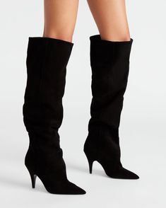 Experience timeless style and ultimate comfort with our BELLAMIE knee-high boot . These boots have a pointed toe and scrunched design and will elevate any outfit. These boots are both fashionable and functional. Perfect for any occasion, these boots are a must-have in your wardrobe.  3.5 inch heel height  Size 6 measurements: 15.5 inch shaft circumference, 22 inch shaft height Size 8 measurements: 16.25 inch shaft circumference, 22.75 inch shaft height  Size 10 measurements: 17 inch shaft circumference, 23 inch shaft height  Suede upper material Textile and synthetic lining Synthetic sock Synthetic sole Imported 5 Inch Heels, Spring Tops, Spring Looks, Sweaters Knitwear, Fun Bags, Timeless Style, High Boots, Knee High Boots, Women's Boots