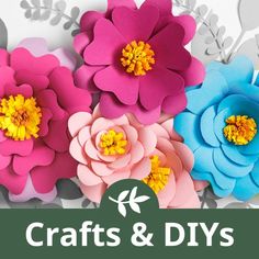 paper flowers with the words crafts and diy's