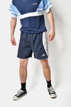 🚀Get it before Christmas by choosing super-fast DHL Express shipping at your cart (checkout). It takes only 1-2 b. days to European Union countries and 2-5 b. days to USA, Canada and other countries. All orders are ready to ship in 1 b. day. 🔥ADIDAS vintage men's blue colour sports shorts. With two side pockets and built-in underwear lining briefs inside. Size - XL. Model is 177 cm / 5ft 9.6" tall and usually wears size M. Good vintage condition. Only 1 available! All orders are shipped every Navy Streetwear Shorts, Sporty Navy Shorts For Sports Events, Navy Sporty Shorts For Sports Events, Navy Sportswear Athletic Shorts For Summer, 90s Style Sports Shorts, Navy Athletic Shorts For Summer, Blue Jogging Shorts For Summer, Blue Shorts For Summer Jogging, Summer Sports Nylon Shorts