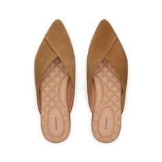 Women's Slide Material: suede No-slip rubber sole for inside/outside wear 15 mm heel | Birdies The Swan - Golden Oak Slides in Suede Women Slides, Designer Flats, Golden Oak, Women's Mules, Womens Mules, Womens Slides, Effortless Chic, Outdoor Wear, Birdy