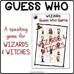 guess who game for wizards and witches with the words guess who written on it in red