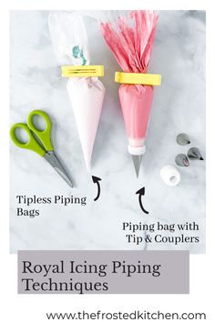 the instructions for how to make piping bags with royal icing techniques and tips