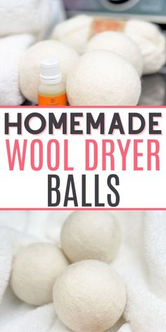 homemade wool dryer balls with text overlay