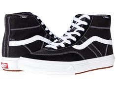 Vans Crockett High - Men's Shoes : Black/White Textile : Keep your skills progressing while maintaining classic skate style with the Vans Crockett High Pro skateboard shoes! Gilbert Crockett signature model. High-top skate shoes featuring uppers of suede and canvas with molded heel pocket inserts. DURACAP upper reinforcement in high-wear areas for unrivaled durability. UltraCush HD footbed keeps the foot close to the board while providing the highest level of impact cushioning. Revolutionary Waf Vans Low-top Skate Shoes With Rubber Toe Cap, Vans Urban High-top Skate Shoes, Urban Vans High-top Skate Shoes, Vans Skate Shoes For Skateboarding, Urban Canvas Shoes For Skateboarding, Vans Urban Mid-top Skate Shoes, Urban High-top Sneakers With Contrast Sole For Skateboarding, Urban Mid-top Vans Skate Shoes, Urban High-top Canvas Shoes For Skateboarding