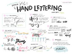 the hand lettering poster is shown with different types of letters and numbers on it's side