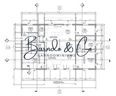 the logo for bando & co's handwritten floor plan, which includes two rooms and three bathrooms