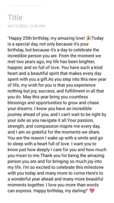 a text message written to someone on their birthday