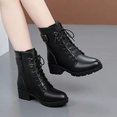 Otty Women's Warm Leather Boots | Ultrasellershoes.com – Ultra Seller Shoes Popular Boots, Genuine Leather Boots, Warm Shoes, Snow Boots Women, Black Boots Women, Snow Shoes, Martin Boots