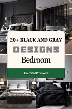 Stylish black and grey bedrooms with contemporary designs, featuring clean lines, modern lighting, and elegant accessories. Grey Bedroom Furniture Decor Ideas, Dark Gray Room Ideas Bedroom, Black And Grey Bedroom Ideas Men, Black And Silver Bedroom Ideas, Grey Bedroom Furniture Decor, Grey Black And White Bedroom, Black And Gray Bedroom, Dark Grey Bedroom Ideas, Grey Bed Frame Bedroom Ideas