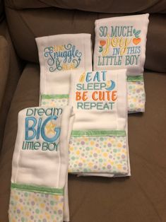 Baby Boy Burp Cloths, Custom Burp Cloths, Diaper Burp Cloths Embroidered for Boys Dream Big Little One, Baby Burp Cloths - Etsy Homemade Burp Cloths, Machine Embroidery Designs Projects, Quilting Designs Patterns, Diy Baby Gifts, Baby Layette