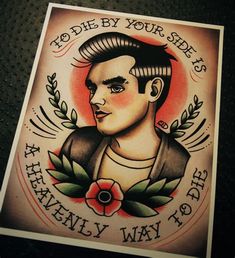 an old school tattoo design with a man's face