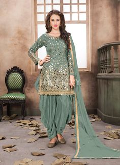 Teal Mirror Work Punjabi Suit Patiala Kurti, पटियाला सलवार, Patiala Dress, Shalwar Suit, Patiyala Dress, Punjabi Style, Patiala Salwar Suits, Patiyala Suit, Patiala Suit