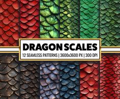 dragon scales patterns in different colors and sizes