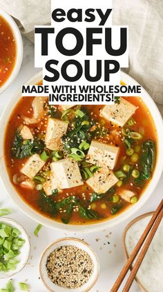 tofu soup Crunchy Veggies, Tofu Soup, Healthy Lunches For Work, High Protein Vegetarian Recipes, Easy Healthy Lunches, Vegan Lunches, Veggie Soup, Protein Recipes