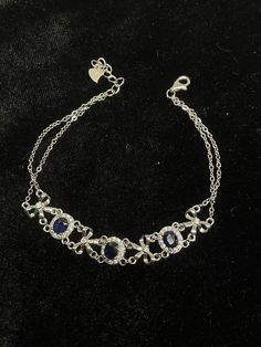 Certified Genuine Natural Blue Sapphire - 18K White Gold Vermeil Solid 925 Sterling Silver Elegant Bracelet Size - One Size Fits Most Please see my other listing Thank you for supporting my small business!! 😍😍 Welcome in!  Wholesale Prices on Certified Genuine Precious, Semi-Precious Gemstones & Vintage Jewelries!  Please shop my other listing Been in Business for over 20+ years, Fairly New on Etsy! Blue Formal Jewelry With Stones, Formal Blue Jewelry With Stones, Formal Blue Stone Jewelry, Elegant Sapphire Blue Bracelets, Sapphire Bracelet For Formal Occasions, Elegant Blue Jewelry With Jubilee Bracelet, Blue Cubic Zirconia Bracelet Gift, Blue Birthstone Bracelets In Fine Jewelry Style, Blue Birthstone Bracelets Fine Jewelry