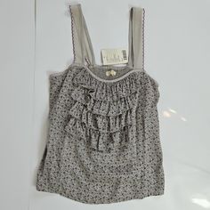 New With Tags Size: Small Color: Gray/Purple Measurements Laid Flat In Inches: Chest - 15” Inseam - 13” Strap Drop - 16.5" Sleeveless Printed Tops For Daywear, Printed Sleeveless Tops For Daywear, Gray Floral Print Tops For Summer, Purple Cami Top For Spring, Gray Summer Tops For Daywear, Summer Gray Floral Print Tops, Gray Floral Print Summer Tops, Gray Spaghetti Strap Casual Camisole, Purple Ruffled Tops For Daywear