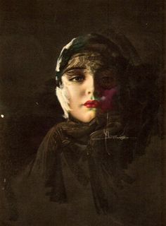 an image of a woman with green hair and red lipstick on her face, wearing a black jacket