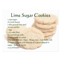 some cookies are stacked on top of each other with the words lime sugar cookies written below