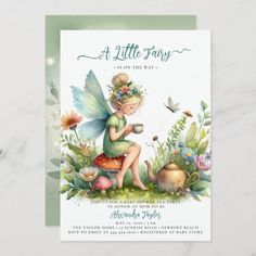 a little fairy on the way birthday card