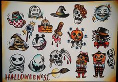 an assortment of halloween stickers on a white sheet