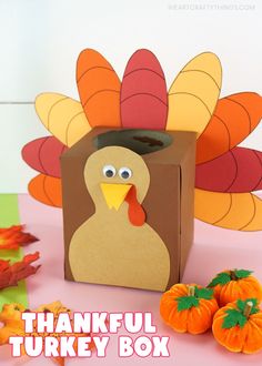 a cardboard turkey box sitting on top of a table