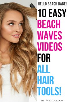 Beachy Hair Tutorial, Beachy Waves Tutorial, Curling Tutorial, Beachy Waves Hair, Wand Hairstyles, Beachy Hair