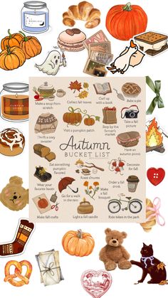 an autumn bucketet list with lots of items