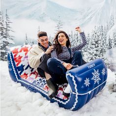 Snow Sled - Houndstooth Sleigh by FUNBOY Snow Sleigh, Luxury Pool Floats, Snow Sleds, Snow Play, Sledding Hill, Ski Party, Sleigh All Day, Apres Ski Party, Winter Resort