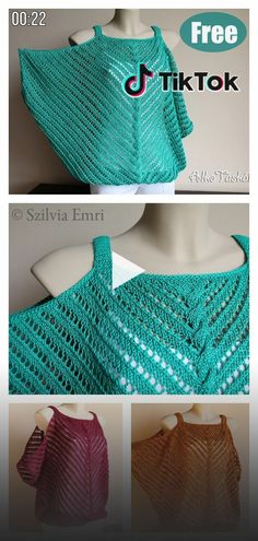 two pictures of different types of crochet shawls