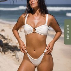 New With Tags, Both Top And Bottom Size Small. White Ruched Swimwear For Beachwear, White Ruched Swimwear For Beach Season, White Ruched Beachwear Swimwear, White Ruched Summer Swimwear, Ruched Swimwear For The Beach, Ruched Swimwear For Beach, Striped Swimsuit Bikinis, Halter Top Tankini, Tankini Swimsuit Top