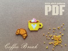 two pieces of bead art on a table with coffee break beads and sprinkles